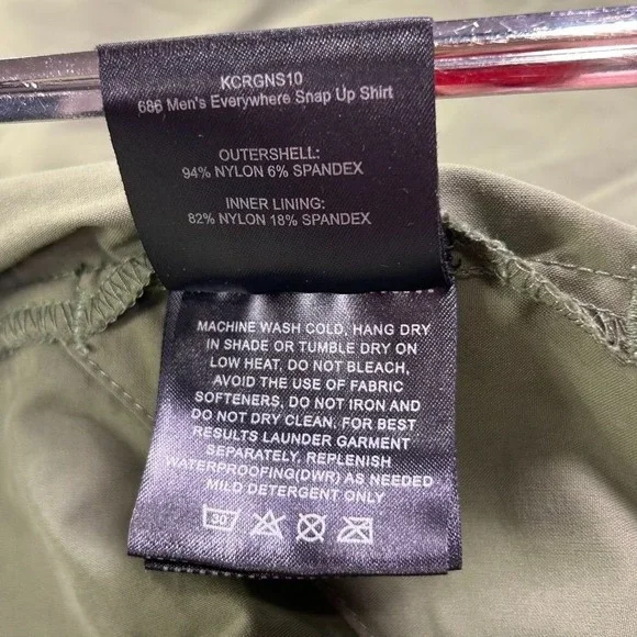 686 Everywhere Collection Snap Up Shirt Men Small Green Lightweight Long Sleeve - Picture 15 of 16